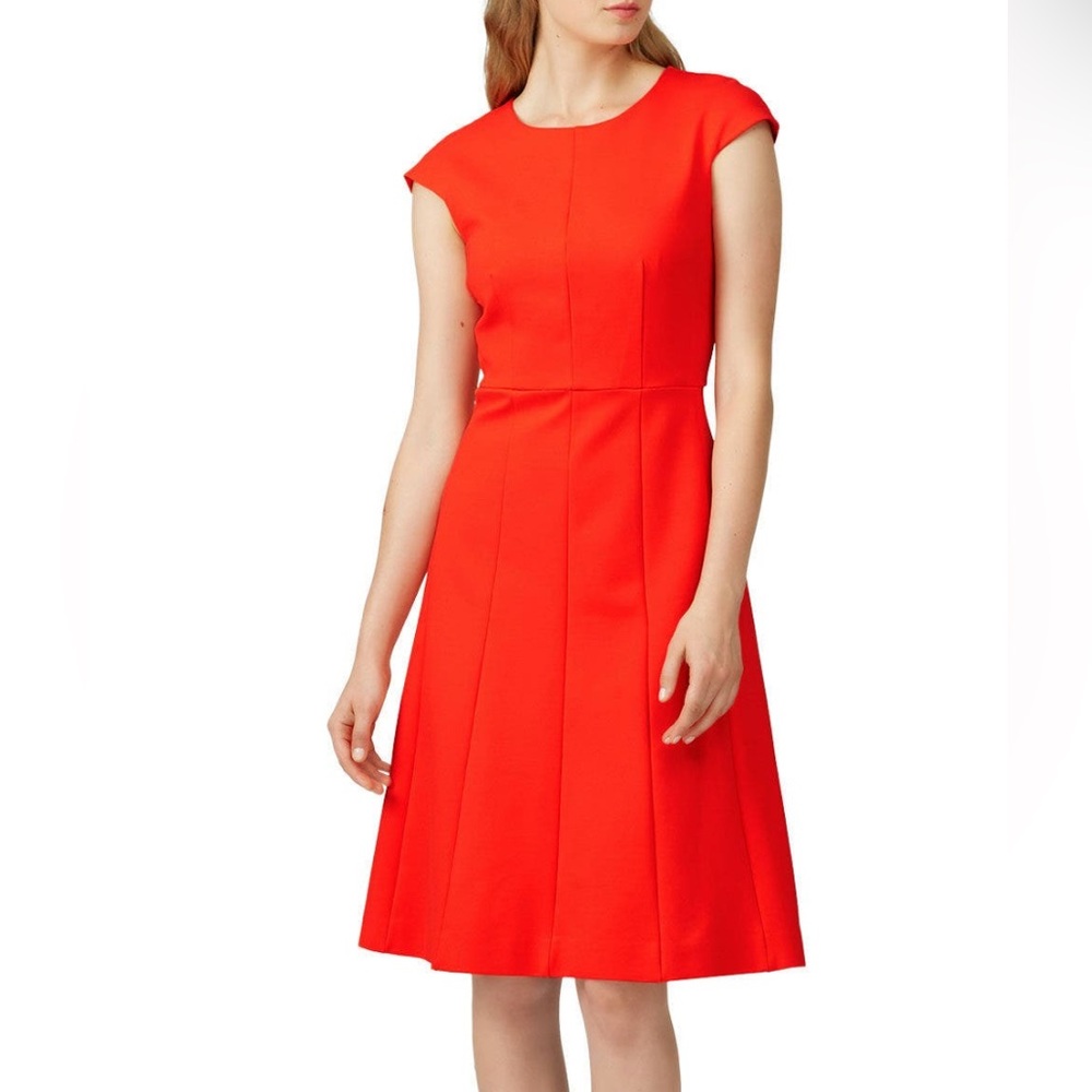 J. Crew Red A-line Cap Sleeve Midi Dress